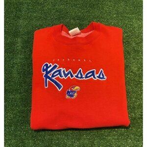 Vintage Kansas Jayhawks sweatshirt mens XL red crewneck embroidered basketball